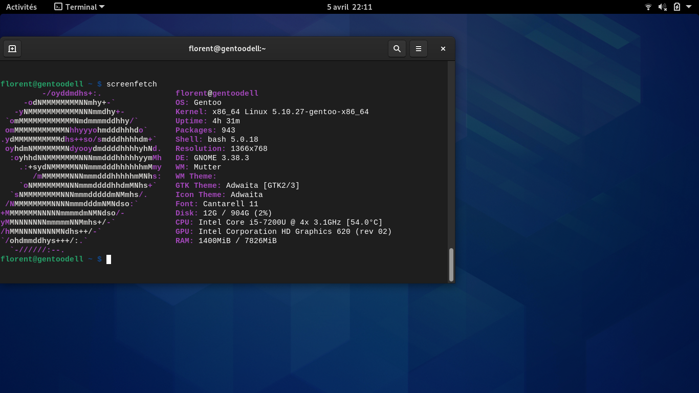 Gentoo Gnome installé